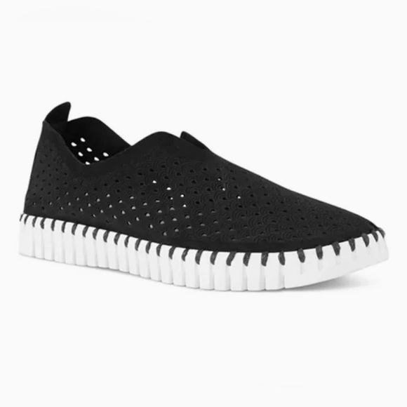 Ilse Jacobsen Hornbaek Tulip Black Suede Perforated Slip-On Sneaker Size 38, EUC - Picture 1 of 11